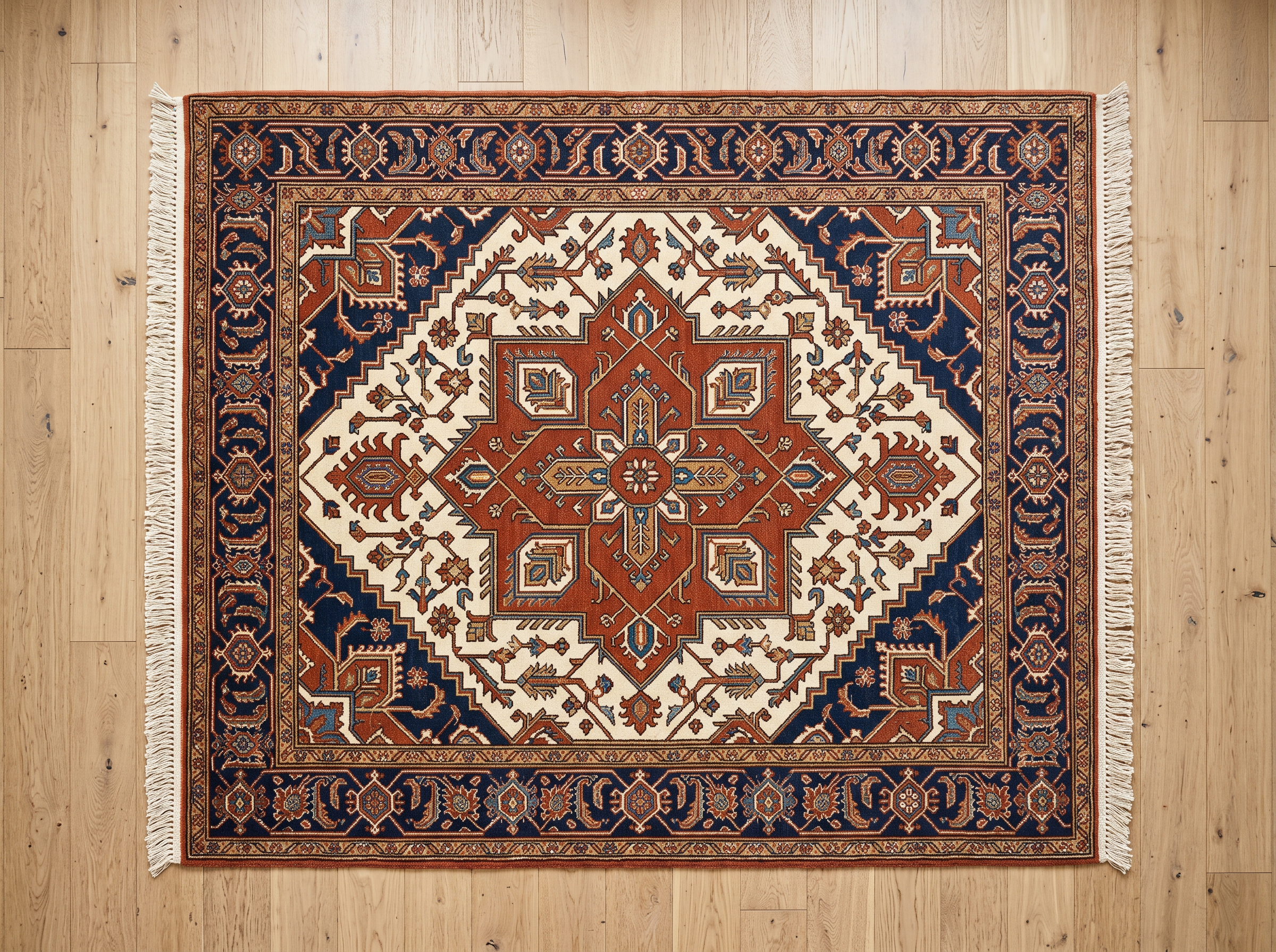 Persian Heriz Rust Medallion Rug — 8×10 ft — Heriz, Iran